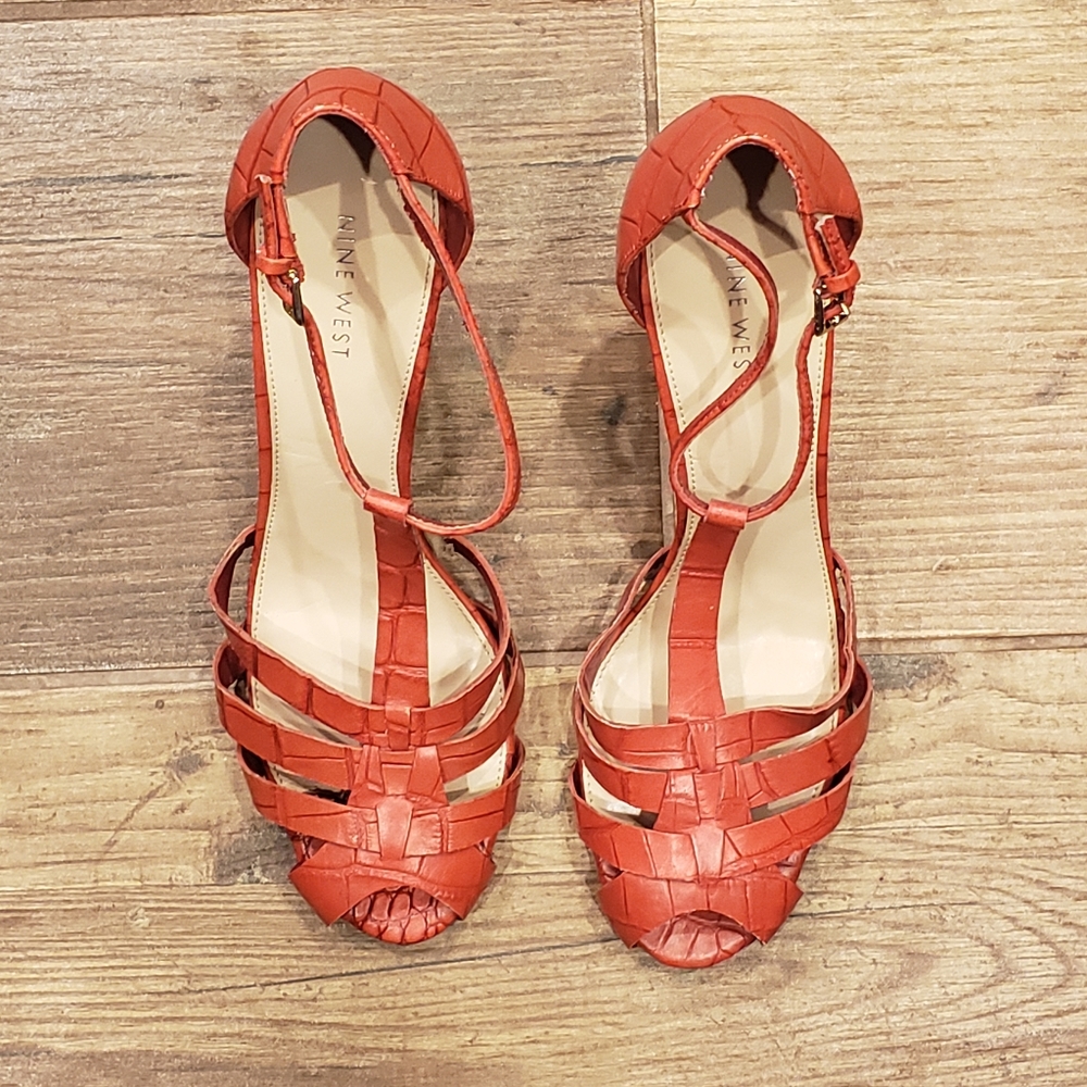 Nine West leather t-bar stiletto heels